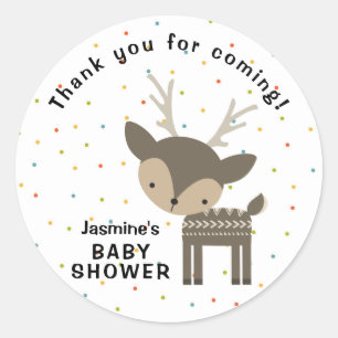 Sticker Rond Le cerf de Woodland merci d'être venu en faveur