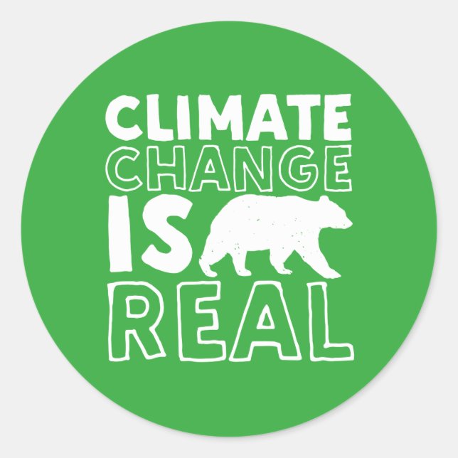 Sticker Rond Le Changement Climatique Est Un Ours Polaire Récha (Devant)