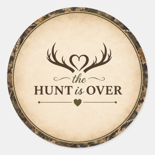 Sticker Rond Le Chasse Est Terminée Camouflage Mariage Envelope (Devant)