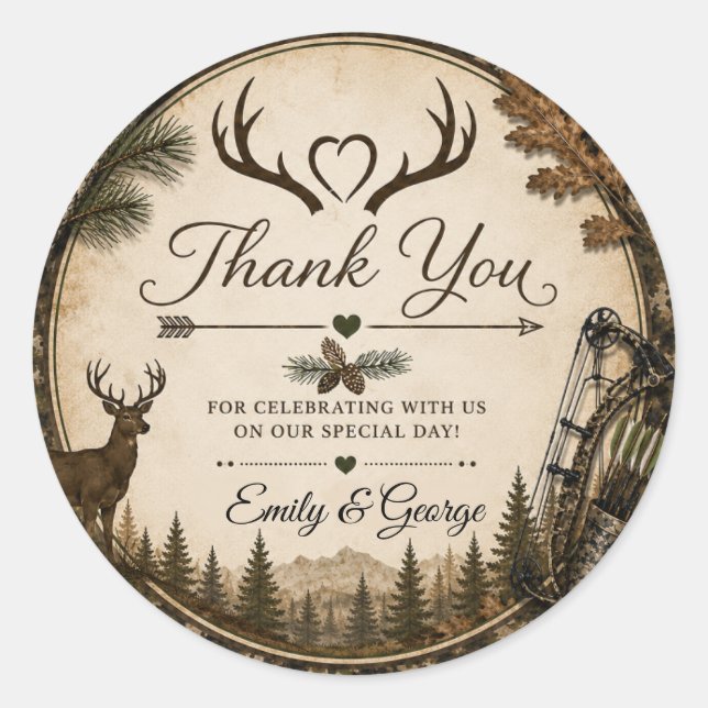 Sticker Rond Le Chasse Est Terminée Camouflage Mariage Envelope (Devant)