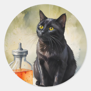Sticker Rond Le chat de l'alchimiste