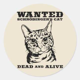 Sticker Rond Le chat de Schrodinger voulait mort ou vivant