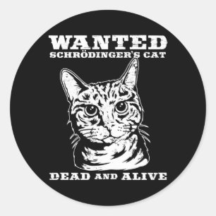 Sticker Rond Le chat de Schrodinger voulait mort ou vivant
