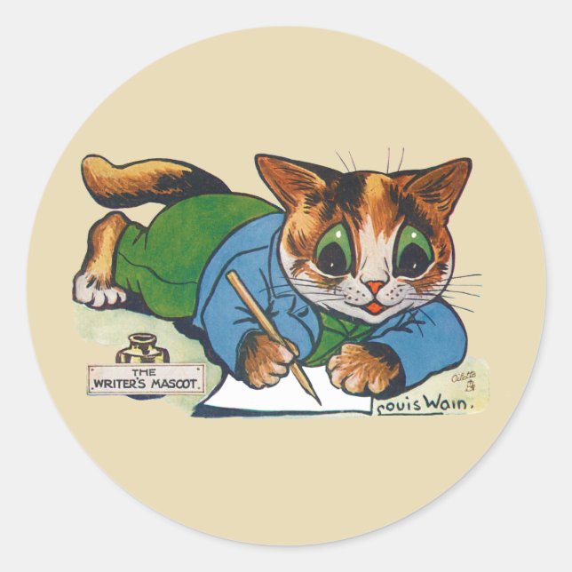 Sticker Rond Le chat Mascotte de l'écrivain, Louis Wain (Devant)