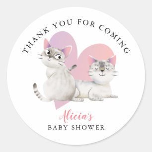 Sticker Rond Le chaton rose mignon jumelle la faveur de baby