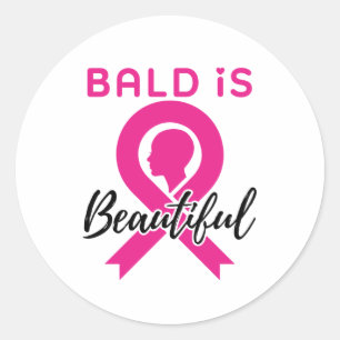 Sticker Rond Le chauve Sensibilisation au cancer du sein est ma