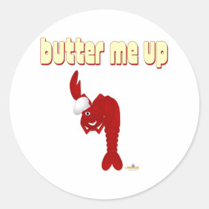 Sticker Rond Le chef de homard rouge me Beurre vers le haut