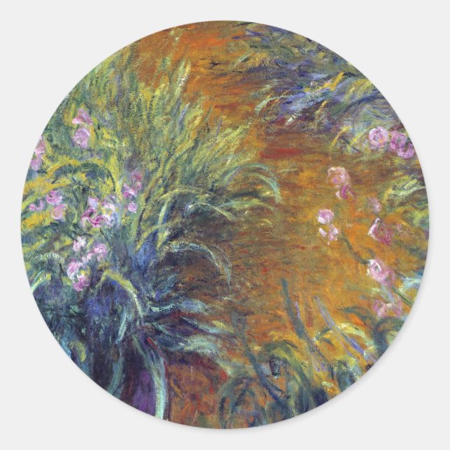Sticker Rond Le chemin à travers les iris par Claude Monet (Devant)