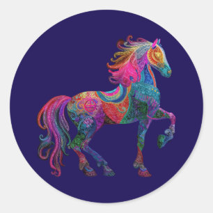 Sticker Rond Le Cheval Brodé