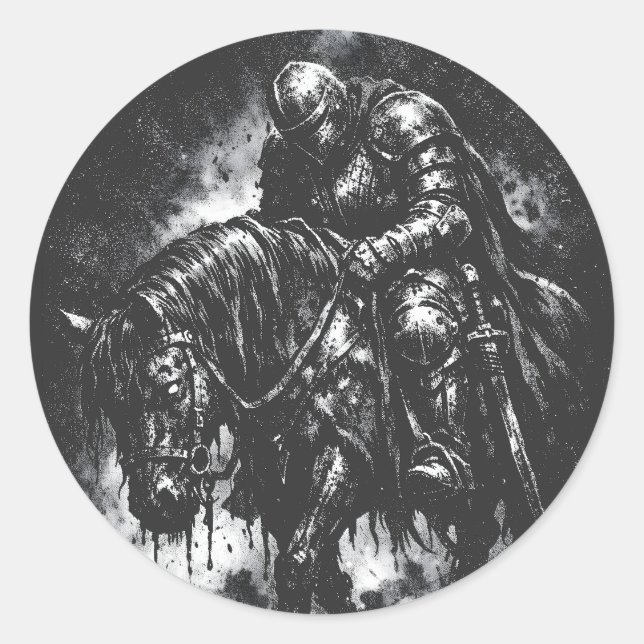 Sticker Rond Le Chevalier Déchu par BurnsInHell (Devant)