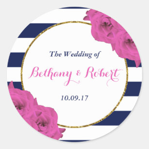 Sticker Rond Le Chic Moderne Luxe Mariage Collection Rose Roses