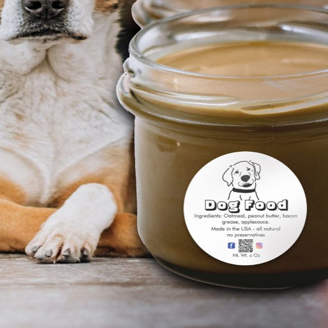 Sticker Rond Le chien blanc fait maison traite la nourriture po (Créateur téléchargé)