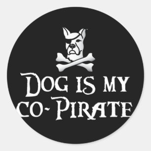 Sticker Rond Le chien est mon co-pirate