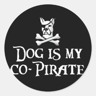 Sticker Rond Le chien est mon co-pirate