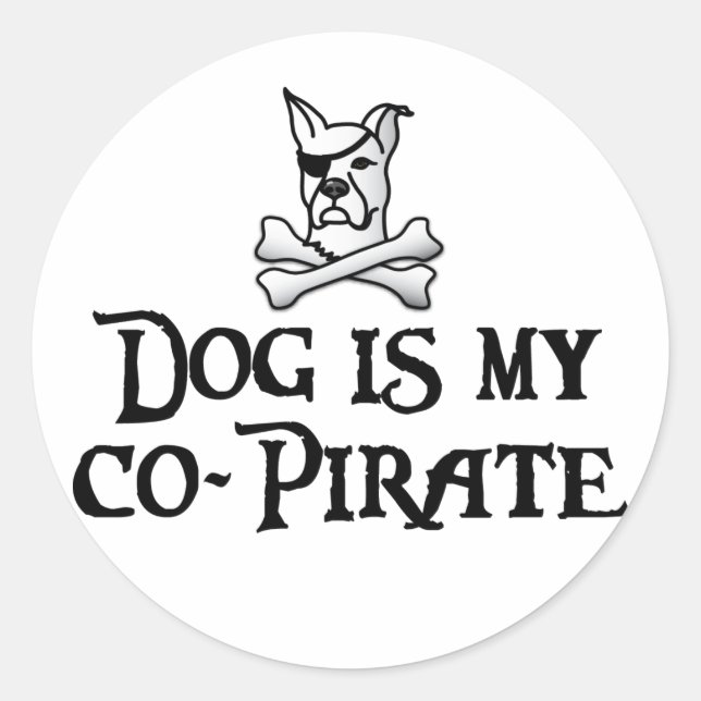 Sticker Rond Le chien est mon co-pirate (Devant)