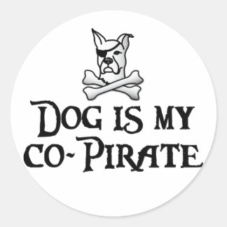 Sticker Rond Le chien est mon co-pirate