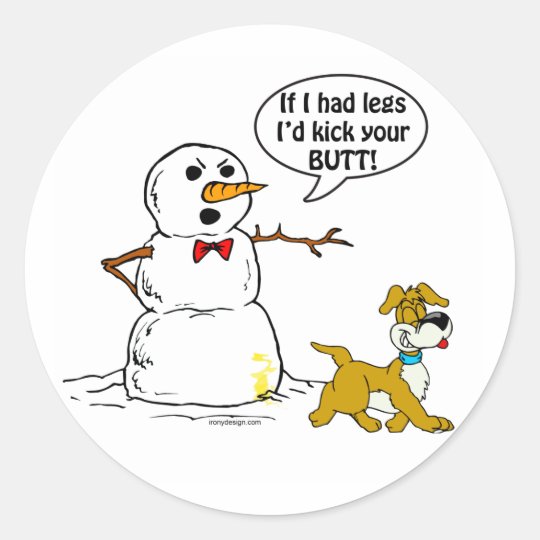 Sticker Rond Le Chien Fait Pipi Sur La Plaisanterie De Bonhomme