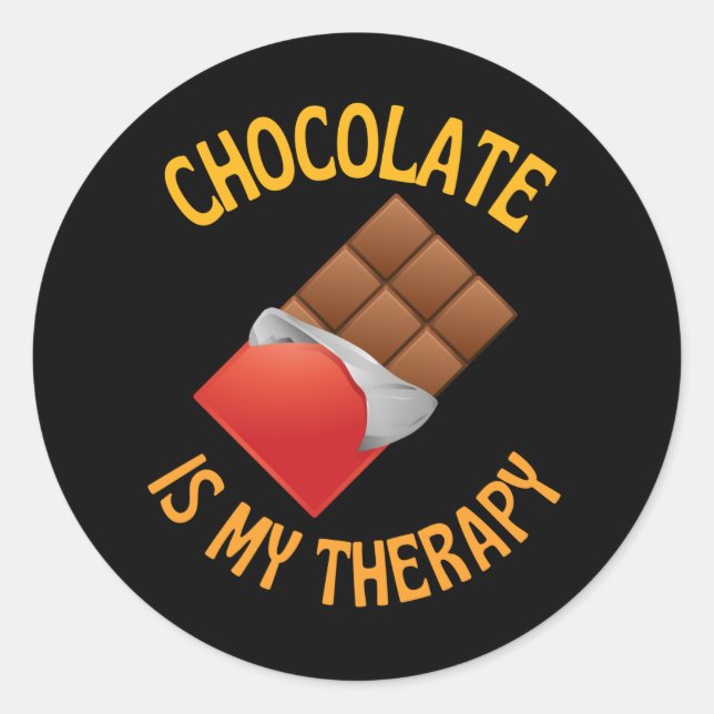 Sticker Rond Le chocolat est ma thérapie (Devant)