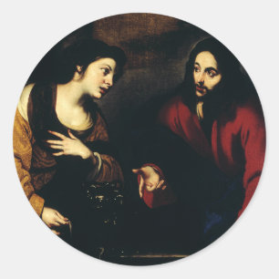 Sticker Rond Le Christ et la femme de Samarie