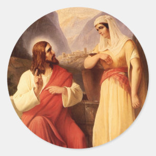 Sticker Rond Le Christ et la Samaritaine par Christian Schleisn