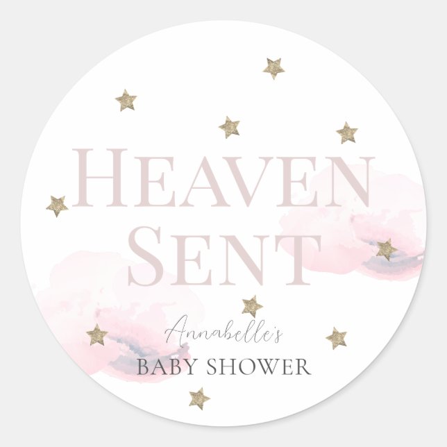 Sticker Rond Le ciel a envoyé Baby shower de fille de nuage ros (Devant)