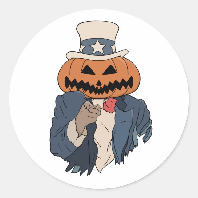 Sticker Rond Le citrouille vous souhaite pour Halloween (Devant)