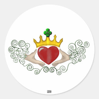 Sticker Rond Le Claddagh (couleur complète)