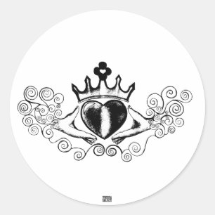 Sticker Rond Le Claddagh (noir)