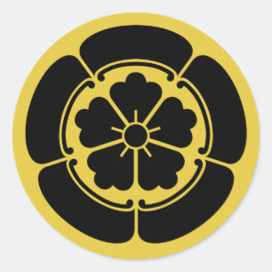 Sticker Rond Le clan samouraï japonais d'Oda lundi jaunissent