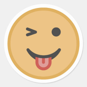 Sticker Rond Le clin d'oeil mignon Emoji font face