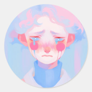 Sticker Rond Le Clown en Pleure