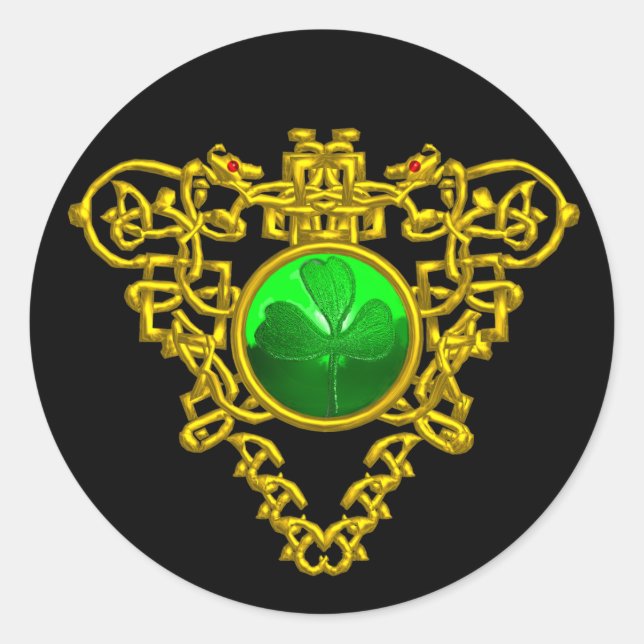 STICKER ROND LE COEUR CELTIQUE DE SAINT PATRICK (Devant)