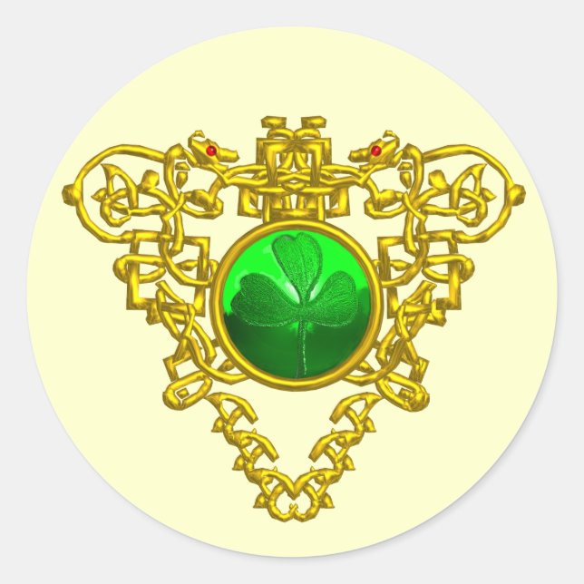 STICKER ROND LE COEUR CELTIQUE DE SAINT PATRICK (Devant)