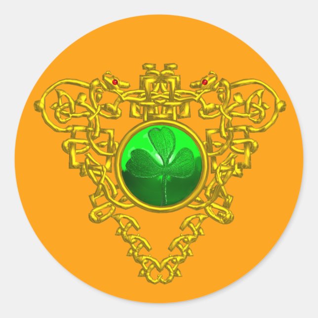 STICKER ROND LE COEUR CELTIQUE DE SAINT PATRICK (Devant)