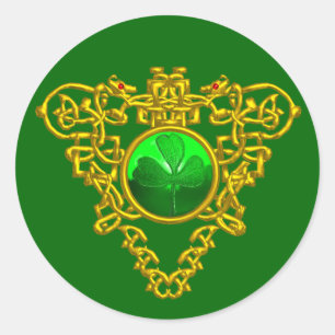 STICKER ROND LE COEUR CELTIQUE DE SAINT PATRICK