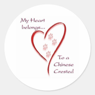 Sticker Rond Le coeur crêté chinois appartient