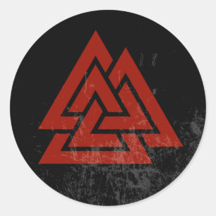 Sticker Rond Le coeur de Hrungnir (grunge rouge et noire)