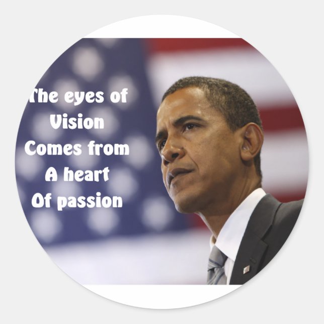 Sticker Rond Le coeur de passion de Barack Obama (Devant)
