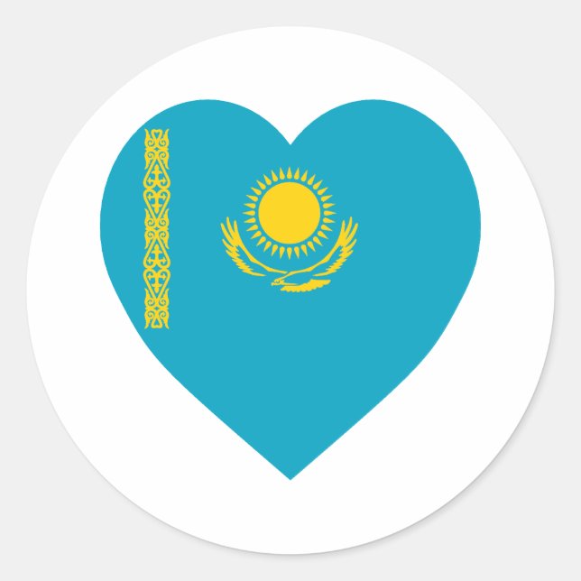 Sticker Rond Le coeur du drapeau du Kazakhstan (Devant)