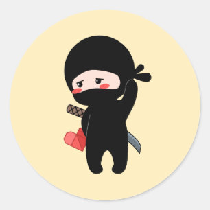 Sticker Rond Le coeur du papier d'origine de Ninja brumeux
