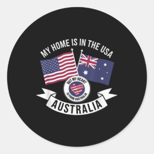 Sticker Rond Le Coeur Du Patriote Australien Américain Est Aust