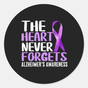 Sticker Rond Le coeur n'oublie jamais la conscience d'Alzheimer