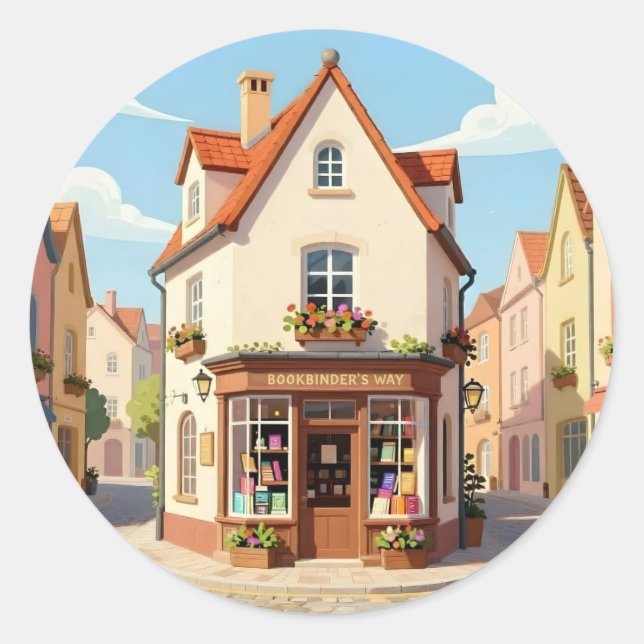Sticker Rond Le coin de lecture – Classique rond Cozy Book Nook (Devant)