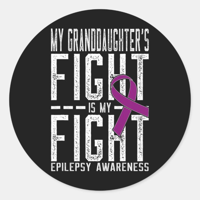 Sticker Rond Le combat de ma petite-fille est mon combat contre (Devant)