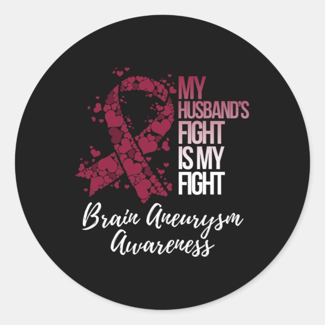 Sticker Rond Le combat de mon mari est mon combat de l'Aneurysm (Devant)