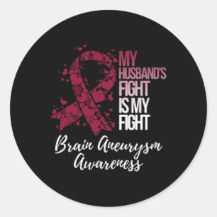 Sticker Rond Le combat de mon mari est mon combat de l'Aneurysm