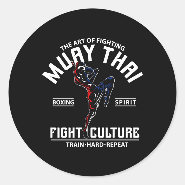 Sticker Rond Le combat de Muay Thai (Devant)