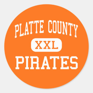 Sticker Rond Le comté de Platte - pirates - haut - ville de