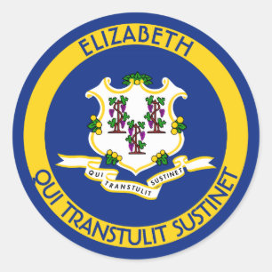 Sticker Rond Le Connecticut le drapeau personnel d'état de