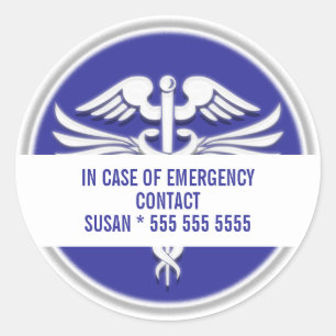 Sticker Rond Le contact   de secours Médicale personnalisent